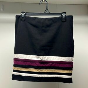 White House Black Market Black, Purple, White, and Cream Mini Skirt